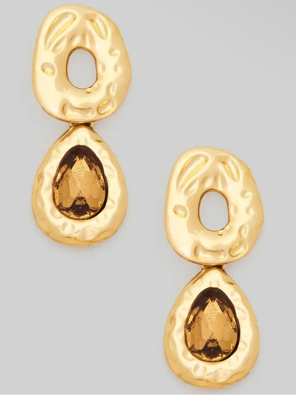 Gold Topaz Stone Drop Earrings (8710)